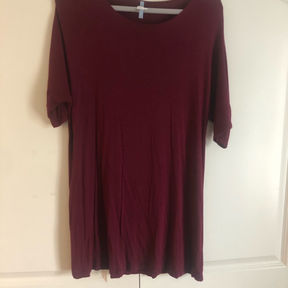 Maroon T-shirt Dress Soft Flowy